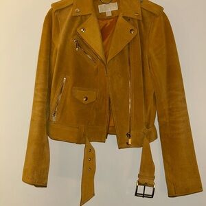 WOMENS MICHAEL MICHAEL KORS 100% SUEDE LEATHER MOTO JACKET SIZE SMALL YELLOW